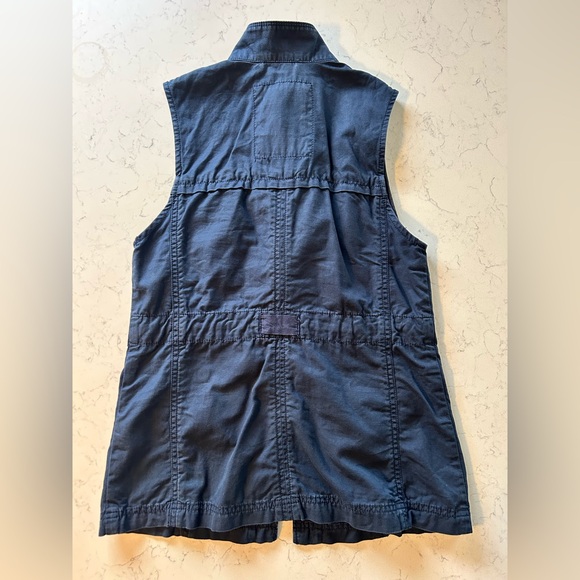 Abercrombie & Fitch Navy Blue Utility Cargo Vest Outerwear Jacket 100% Cotton - Picture 9 of 14